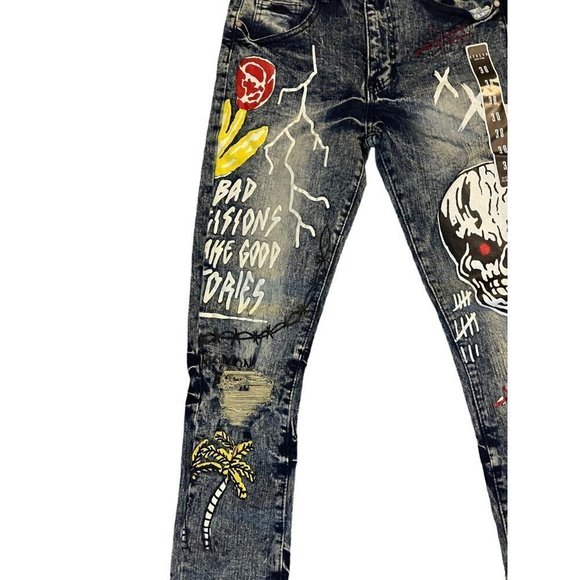 NWT Reason Skinny Jeans Move in Silence Skateboard Streetwear 30Wx32L - Picture 5 of 13